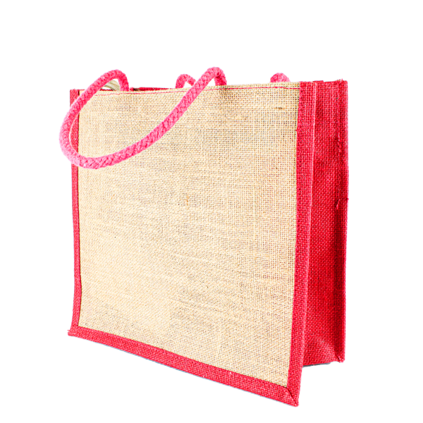 Jute Printed Lunch Bags - Pink - Image 3